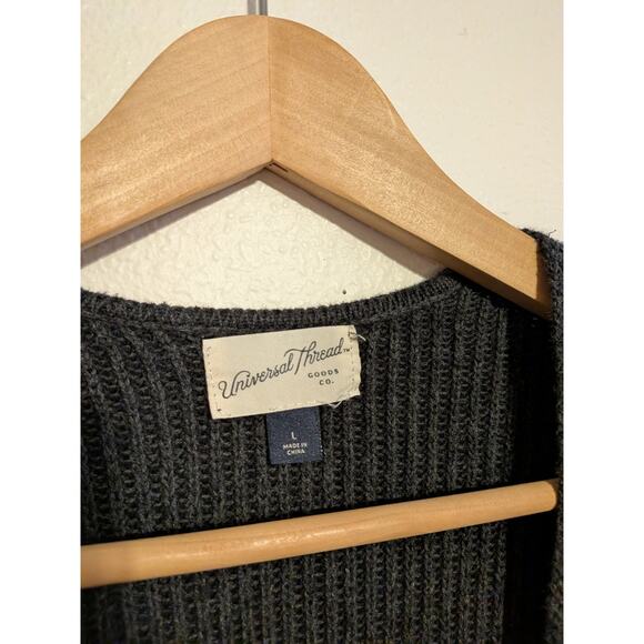universal thread long knit cardigan dark gray size L 100% cotton - Picture 5 of 6